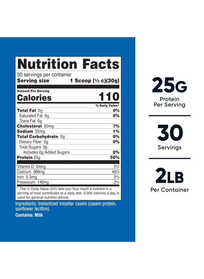 Nutricost مسحوق بروتين كازين 2 رطل - كازين ميكلي، خالي من الغلوتين، غير معدل وراثيًا (بدون نكهة) - Image 2