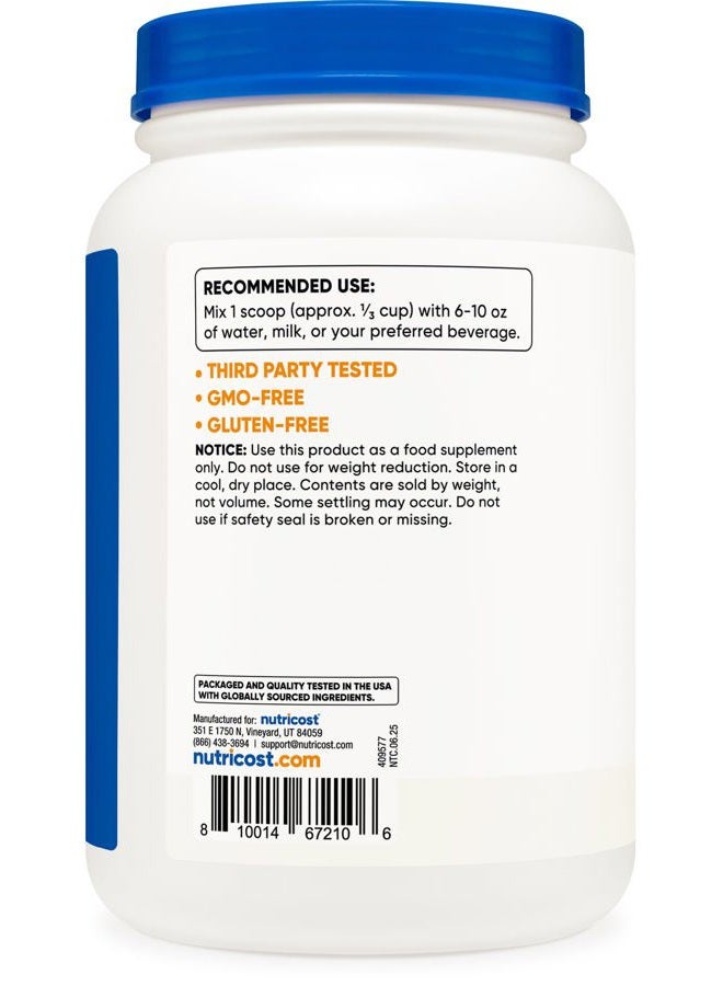 Nutricost مسحوق بروتين كازين 2 رطل - كازين ميكلي، خالي من الغلوتين، غير معدل وراثيًا (بدون نكهة) - Image 4