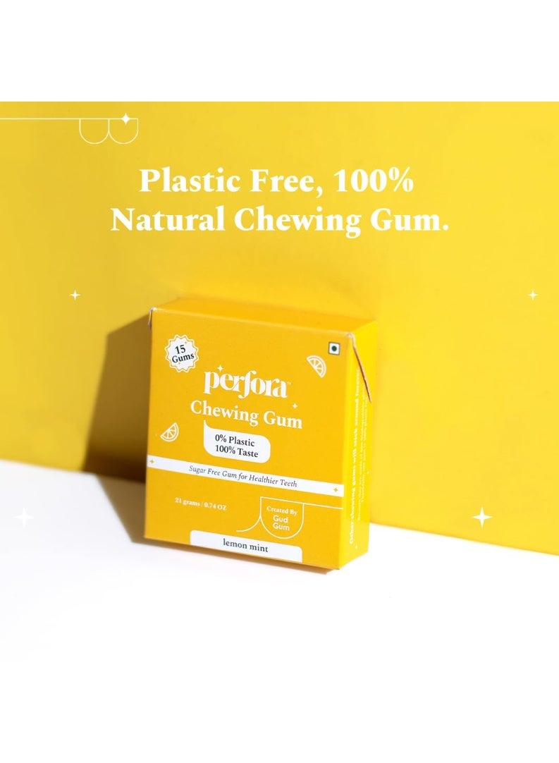 Perfora's All-Natural, Plastic-Free Chewing Gum in Collaboration with Gud Gum| Pack of 2 | No Added Artificial Colours, Flavours & Sweeteners | Lemon Mint (15 Gums Per Pack) - Image 3