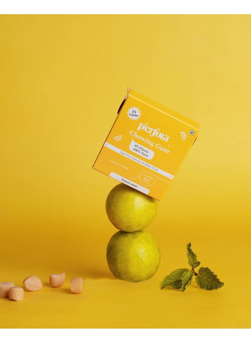 Perfora's All-Natural, Plastic-Free Chewing Gum in Collaboration with Gud Gum| Pack of 2 | No Added Artificial Colours, Flavours & Sweeteners | Lemon Mint (15 Gums Per Pack) - Image 4