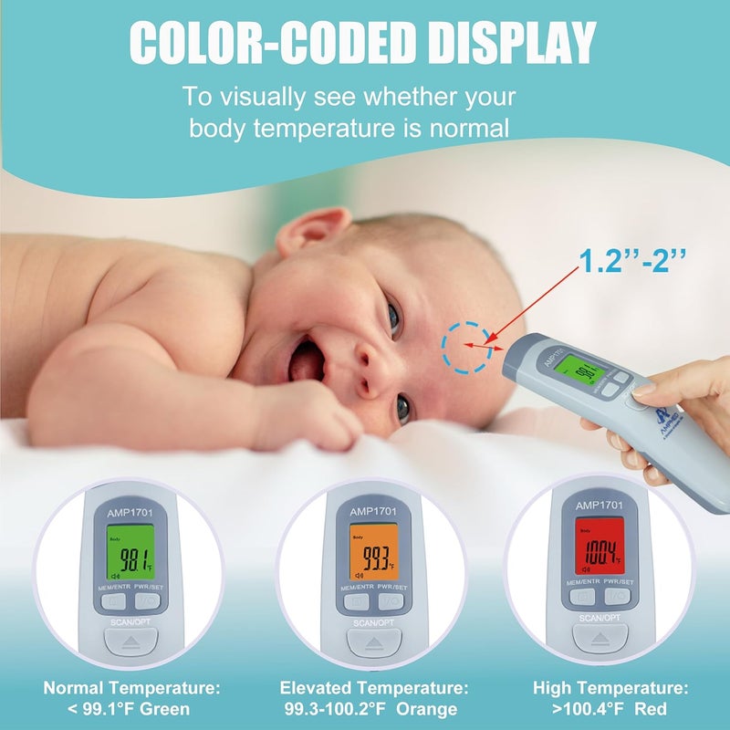 Amplim Medical Grade Forehead Thermometer for Adults Kids Baby NonContact Digital Infrared Thermometer Instant Read Accurate  Fast Fever Detection for Home Clinic Office Use - Image 4
