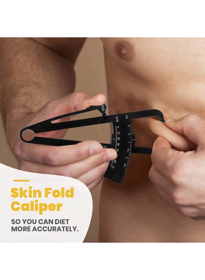 MEDca Body Fat Caliper and Measuring Tape for Body - Skinfold Calipers and Body Fat Tape Measure Tool for Accurately Measuring BMI Skin Fold Fitness and Weight-Loss, (Black) - Image 4