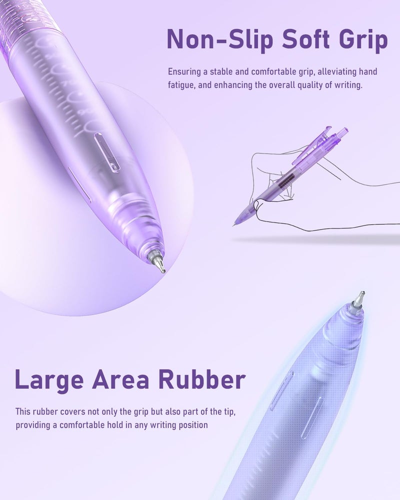 Four Candies Writing Ink Pens with Black & Purple Ink and 2Pack Highlighter Retractable 0.5mm Smooth Fine Point Pens Purple Pens for School Office Girly Stationery Aesthetic Desk Accessories Set of 14 - Image 5