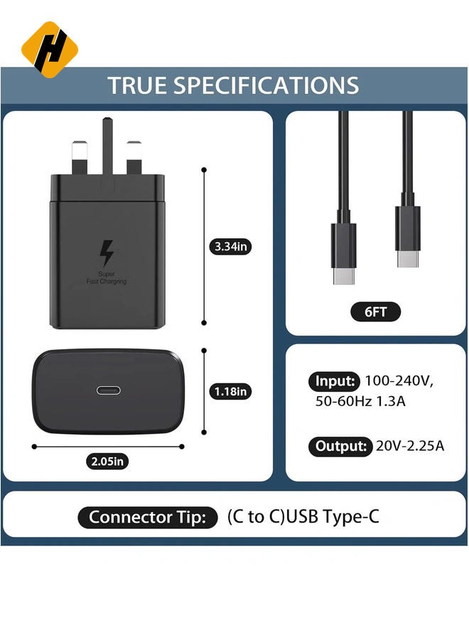 HuHa 2024 45W USB-C Super Fast Charger for Samsung Galaxy S24 Series & Galaxy Tab – PPS Wall Charger 3.0 - Image 3