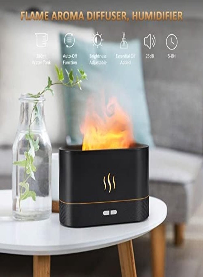AKDC Flame Diffuser Humidifier-Auto Off 180 ML Essential Oil Diffuser-2 Modes Brightness Aroma Humidifier With Fire Flame Effect For Home, Office, Spa, Gym(Black) - Image 3