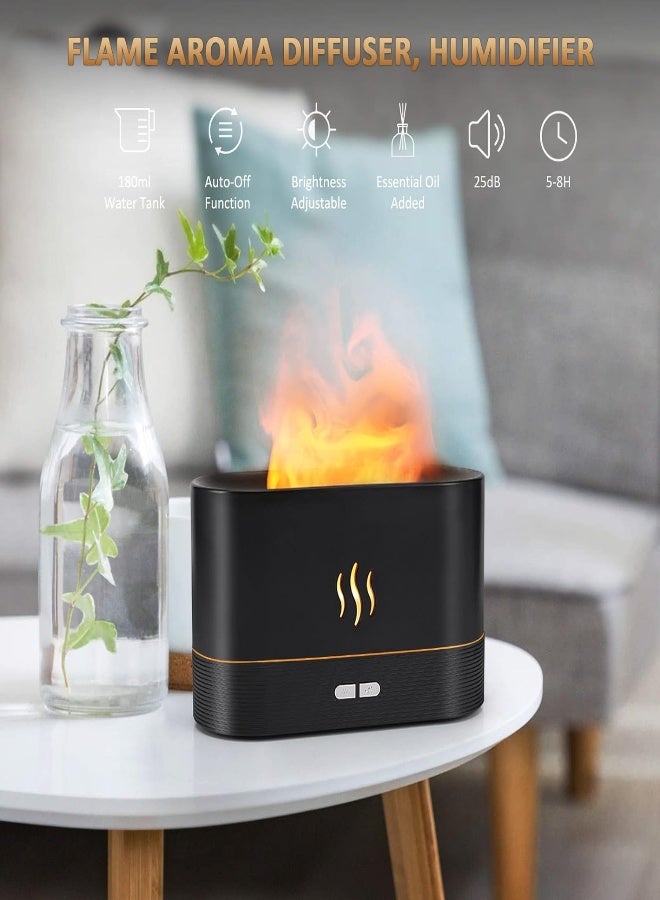 AKDC Flame Diffuser Humidifier-Auto Off 180 ML Essential Oil Diffuser-2 Modes Brightness Aroma Humidifier With Fire Flame Effect For Home, Office, Spa, Gym(Black) - Image 4