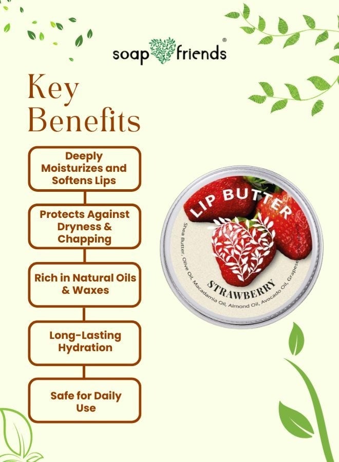 الصابون والأصدقاء مرطب شفاه بنكهة الفراولة مع زبدة الشيا وجوز الهند والكاكاو للحصول على شفاه ناعمة حريرية، 15 مل - Image 3