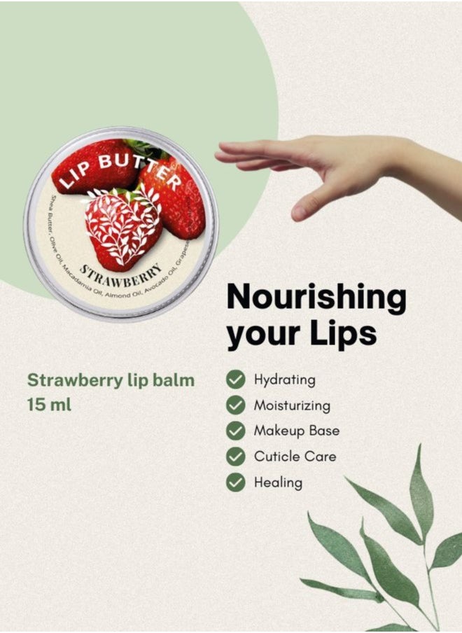 Soap&Friends Strawberry Flavour Lip Balm with Shea, Coconut, and Cocoa Butter Infused Bliss for Silky Smooth Lips,15ml  - Image 2