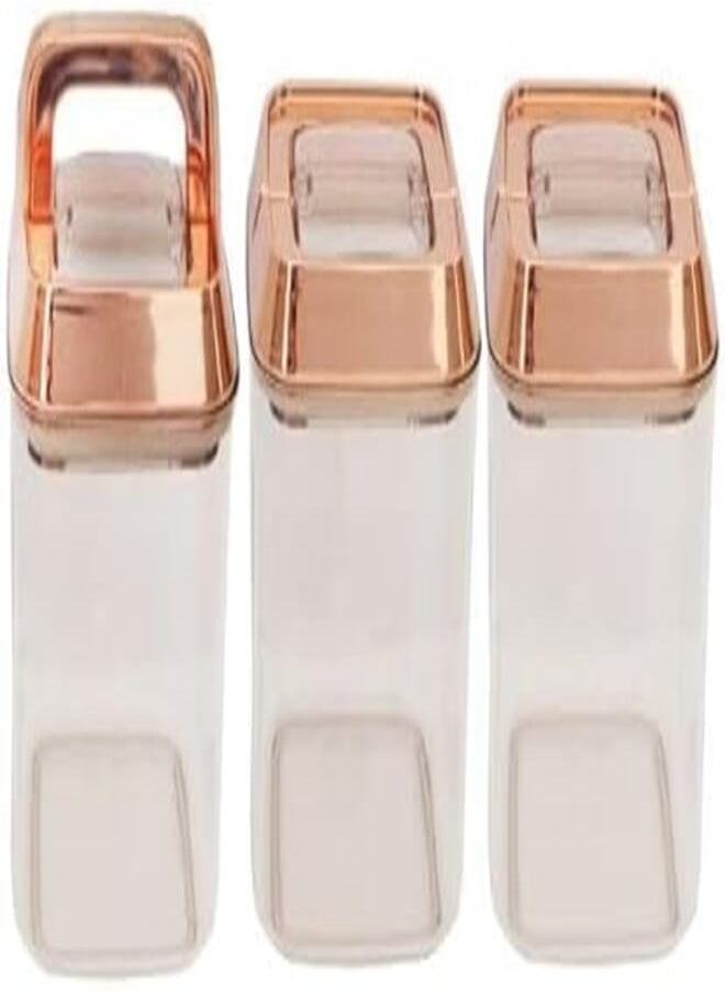 Freecook Freecook Acrylic Food Container with Copper Lid 3-Piece Set, 900 ml Capacity, Clear 