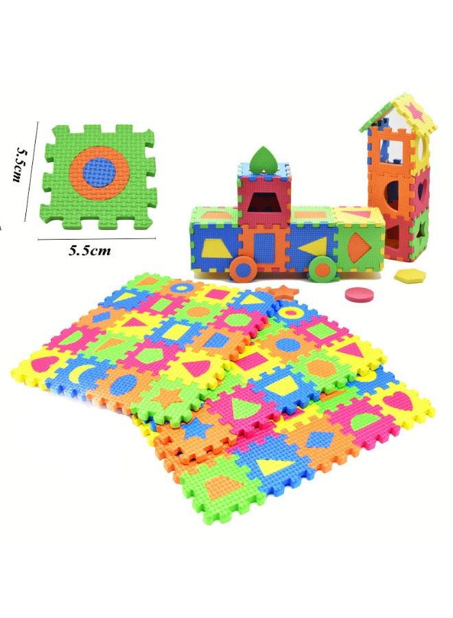 Kids Puzzle Mats, Kids Foam Puzzle Floor Play Mat with Shapes & Colors, Kids Carpet Foam EVA Puzzle Mat, Ideal for Crawling Baby, Infant, Classroom, Toddlers, Kids（60Pcs/Set, 5.5*5.5cm/Piece)
