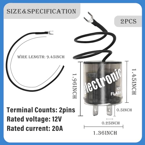 Formiden LED Flasher Relay 2 Pin 12V (Set of 2), Turn Signal Flasher Relay with Ground Wire - 2 Pin Heavy Duty 12V LED Flasher Compatible Automobile Motorcycle - Image 2