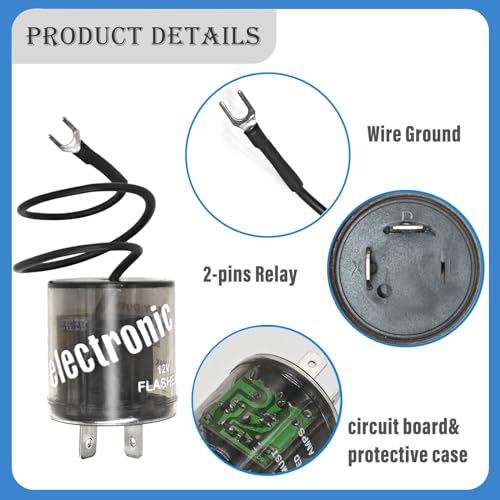 Formiden LED Flasher Relay 2 Pin 12V (Set of 2), Turn Signal Flasher Relay with Ground Wire - 2 Pin Heavy Duty 12V LED Flasher Compatible Automobile Motorcycle - Image 3