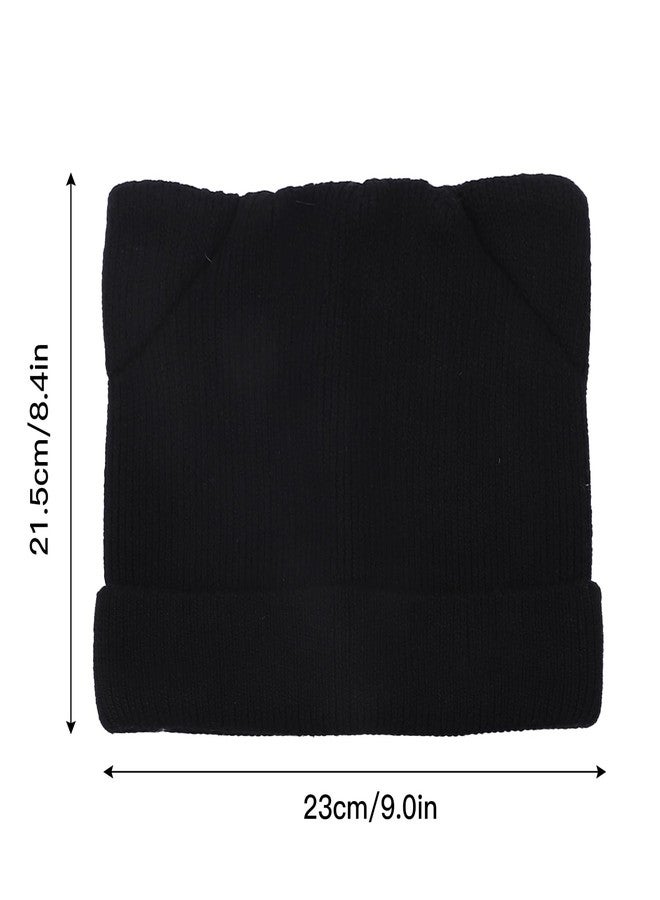 LUCKYBUNNY Cat Ear Beanie for Women Girls, Autumn Winter Knit Cuff Beanie Hip Hop Beanie Hat Cat Crochet Ski Cap - Image 4