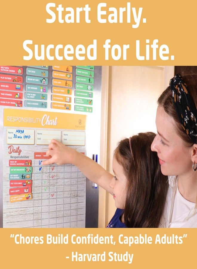 OWLCONIC Large Magnetic Chore Chart for Kids (2-3 Children) - Premium Responsibility & Behavior System - Reusable Family Command Center for Daily Routines, Rewards & Independence - Image 5