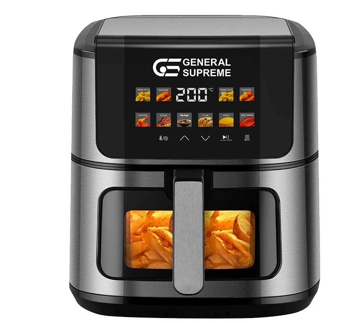 General Supreme Air Fryer, 8L Capacity, 1800W, 10 Programs, Viewing Window.Stainless Steel GSAF8BWD - Image 1