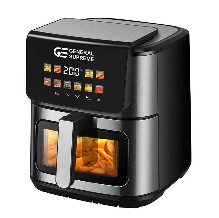 General Supreme Air Fryer, 8L Capacity, 1800W, 10 Programs, Viewing Window.Stainless Steel GSAF8BWD - Image 2