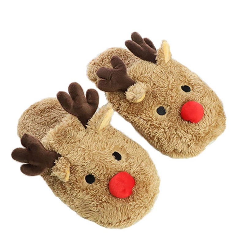 JadeRich Lovely Reindeer Slip-on Slippers Winter Soft Comfy Lightweight Fleece Animal Indoor Shoes - Image 5