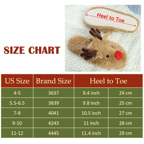 JadeRich Lovely Reindeer Slip-on Slippers Winter Soft Comfy Lightweight Fleece Animal Indoor Shoes - Image 4