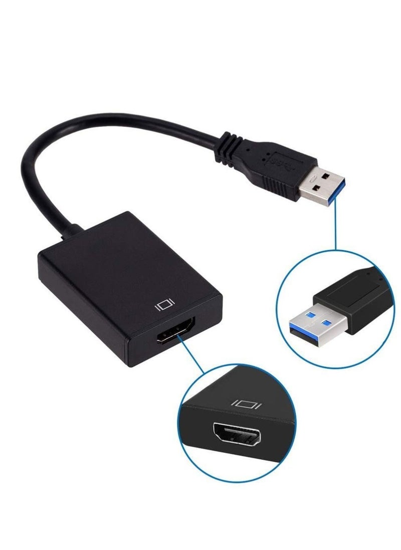 USB to HDMI Adapter, USB 3.0/2.0 to HDMI 1080P Video Graphics Cable Converter with Audio for PC Laptop Projector HDTV Compatible with Windows XP 7/8/8.1/10