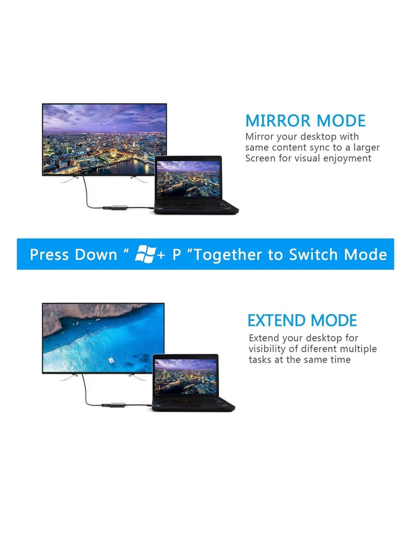 USB to HDMI Adapter, USB 3.0/2.0 to HDMI 1080P Video Graphics Cable Converter with Audio for PC Laptop Projector HDTV Compatible with Windows XP 7/8/8.1/10