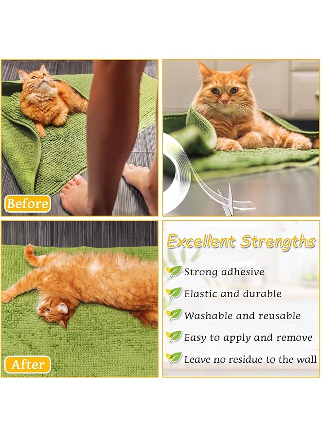 erorex Self Adhesive Tape Double Sided Tape Heavy Duty Two Sided Sticky Pads Strong Wall Adhesive Strips No Marks Reusable Clear Nano Tape For Picture Hanging Carpet Glue - Image 2