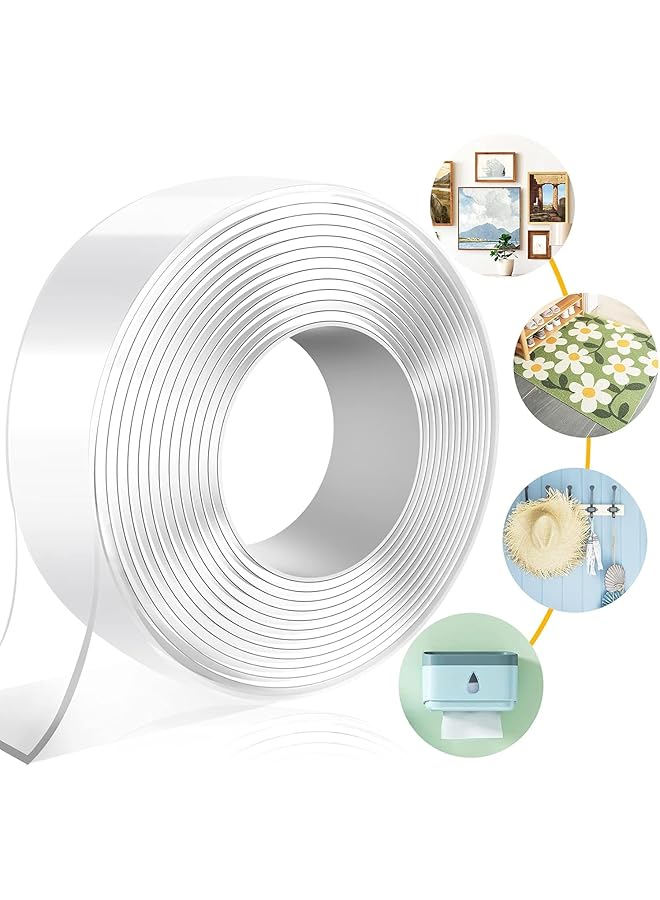 erorex Self Adhesive Tape Double Sided Tape Heavy Duty Two Sided Sticky Pads Strong Wall Adhesive Strips No Marks Reusable Clear Nano Tape For Picture Hanging Carpet Glue - Image 1