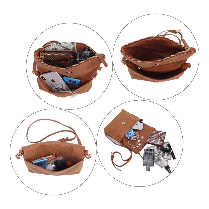 Gladdon Small Crossbody bags for Women Cross body Purse Shoulder Bag Brown - Image 5
