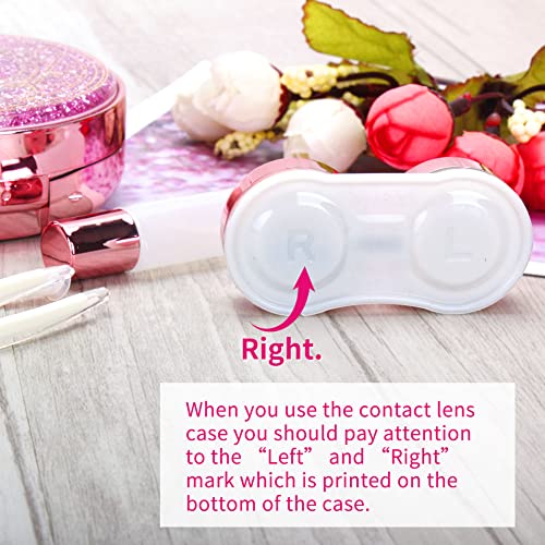 ofone Contact Lens Case, Bling Stars Cute Contact Lenses Holder Travel Kit with Remover Tool Tweezers Solution Bottle Mirror Portable Contacts Storage Container for Women Girl (Pink) - Image 4