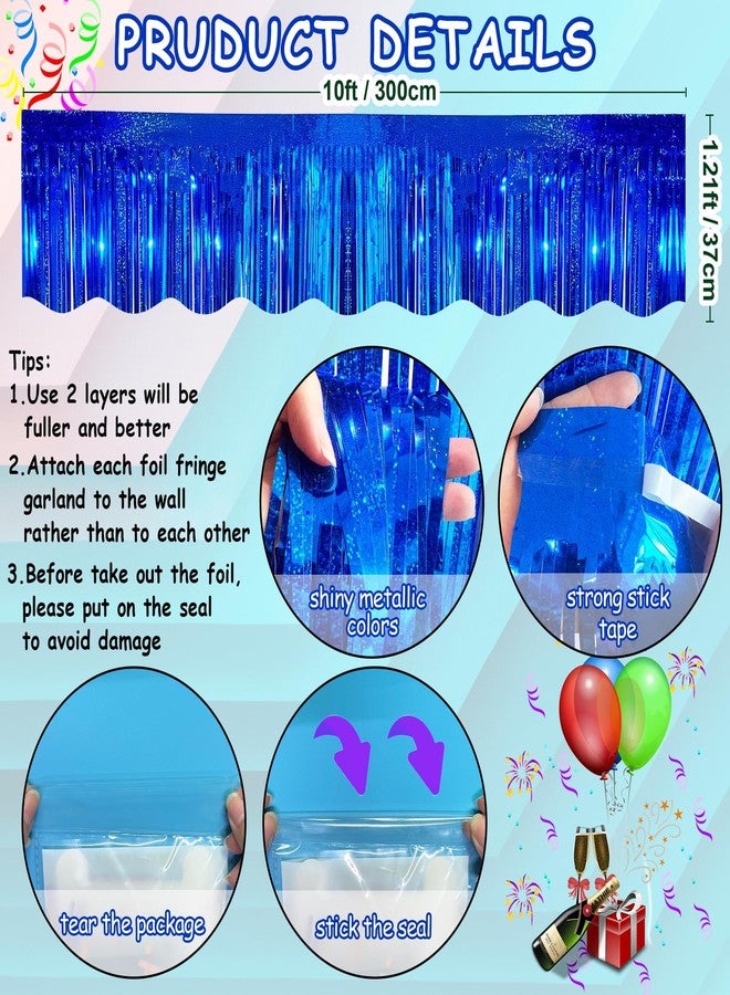 TFengfly 6 Pack 59 ft Parade Floats Decorations for Trailer Car, Glitter Royal Blue Wavy Foil Fringe Garland Tinsel Streamers Banner for Graduation Homecoming Birthday Party (Glitter Royal Blue) - Image 3