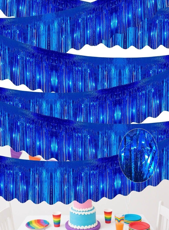 TFengfly 6 Pack 59 ft Parade Floats Decorations for Trailer Car, Glitter Royal Blue Wavy Foil Fringe Garland Tinsel Streamers Banner for Graduation Homecoming Birthday Party (Glitter Royal Blue) - Image 1