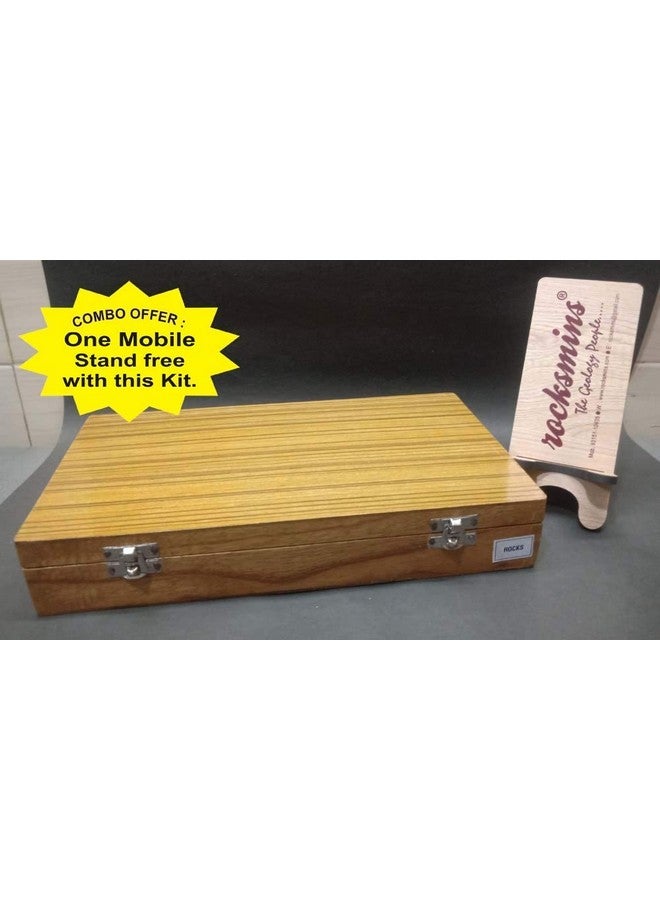 Rocksmins Rocks Science Activity Kit in Wooden Box Set of 20 Rocks Kit with Tools, Instruction Manual and Crossword Minerals Kits with Free Mobile Stand Rock Mineral collection (RO20ACWBMS) - Image 4