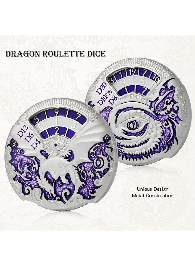 DNDND Dungeons And Dragons Roulette Spinner Dice 7-In-1 Spinner Metal D&D Dice Set With Gorgeous Gift Box For Dungeons And Dragon And Tabletop Game (Silver With Purple) - Image 4