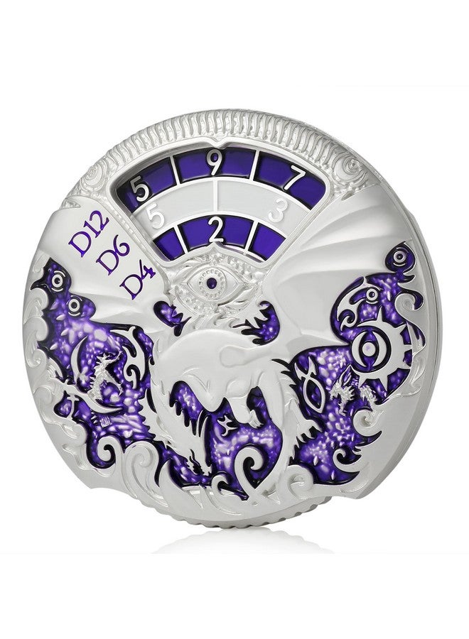 DNDND Dungeons And Dragons Roulette Spinner Dice 7-In-1 Spinner Metal D&D Dice Set With Gorgeous Gift Box For Dungeons And Dragon And Tabletop Game (Silver With Purple) - Image 1