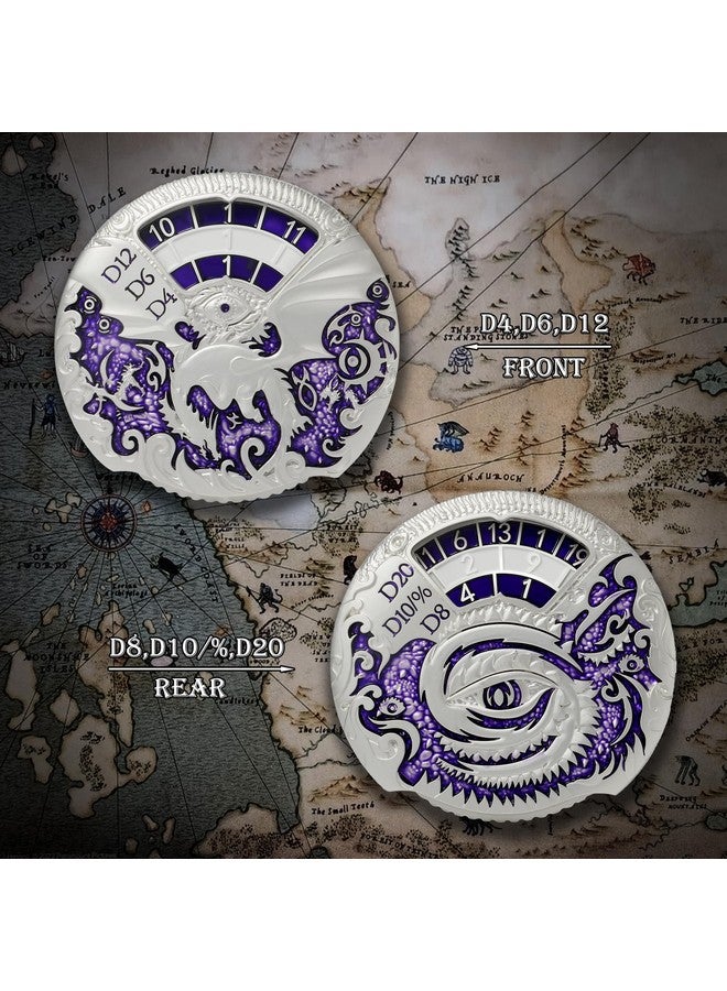 DNDND Dungeons And Dragons Roulette Spinner Dice 7-In-1 Spinner Metal D&D Dice Set With Gorgeous Gift Box For Dungeons And Dragon And Tabletop Game (Silver With Purple) - Image 5