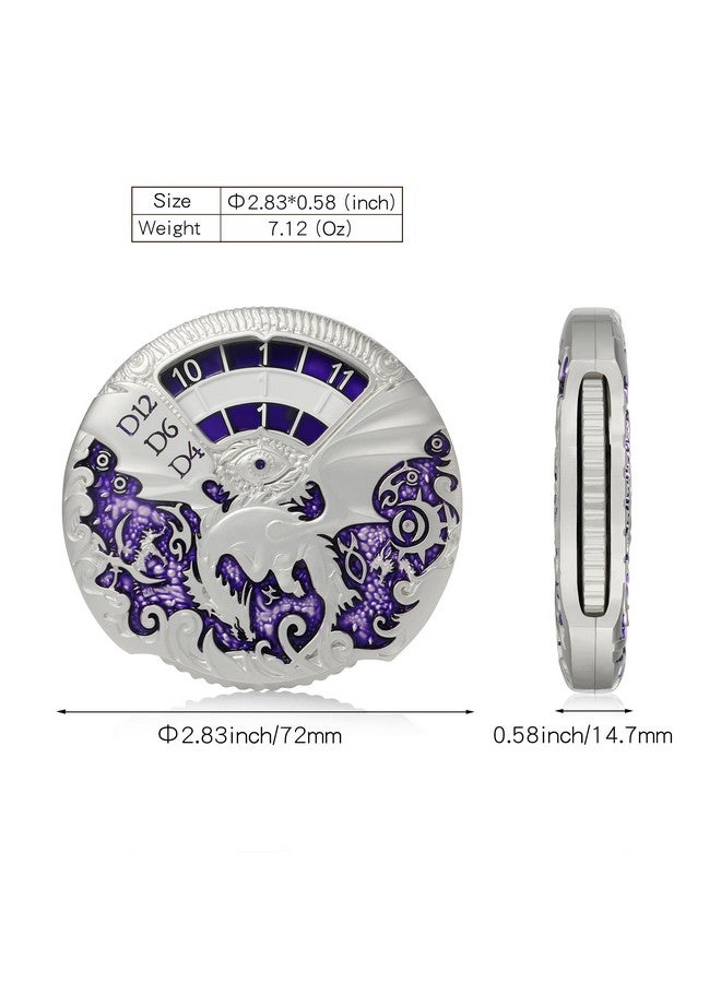 DNDND Dungeons And Dragons Roulette Spinner Dice 7-In-1 Spinner Metal D&D Dice Set With Gorgeous Gift Box For Dungeons And Dragon And Tabletop Game (Silver With Purple) - Image 3