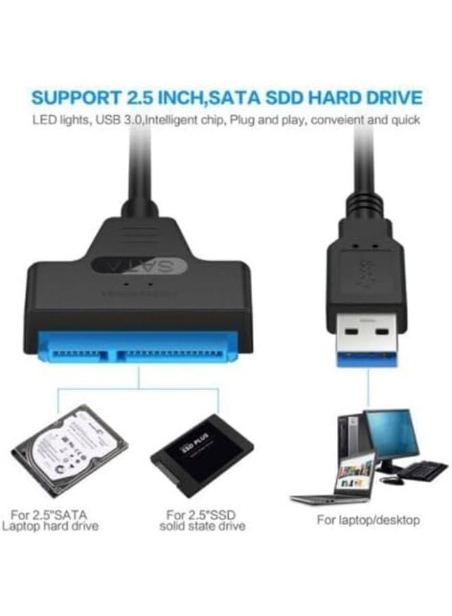 Salab USB 3.0 to SATA Adapter Cable for 2.5" SSD HDD Drives - SATA to USB 3.0 External Converter and Cable, USB 3.0 - SATA converter - Image 2