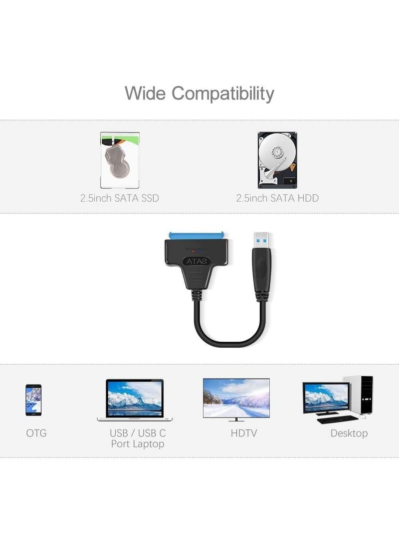 Salab USB 3.0 to SATA Adapter Cable for 2.5" SSD HDD Drives - SATA to USB 3.0 External Converter and Cable, USB 3.0 - SATA converter - Image 5
