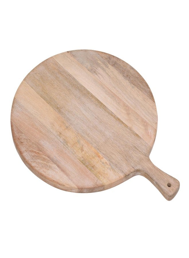 CG Hunter Wood Cutting Board 19in Handmade Round Serving & Chopping Board Paddle with Handle, Premium Home Decor Wooden Cutting Boards for Kitchen Display & Chopping, Light Wood - Image 1