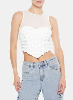 FOREVER 21 Ruched V-Hem Crop Top  - Image 1