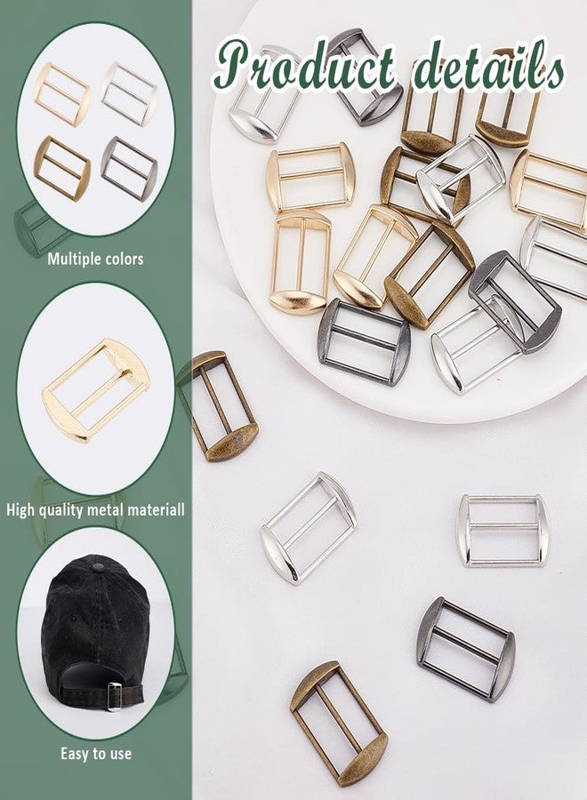 AHANDMAKER 24Pcs Alloy Tri-Glide Slides Buckles, 4 Colors Rectangle Cap Strap Adjuster Slider Tri-Glide Buttons Adjustable Buckle Fasteners Webbing Belts Buckle for Hat Purse Bag Backpack Making - Image 4