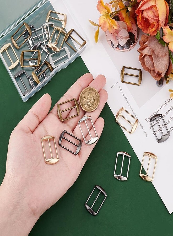 AHANDMAKER 24Pcs Alloy Tri-Glide Slides Buckles, 4 Colors Rectangle Cap Strap Adjuster Slider Tri-Glide Buttons Adjustable Buckle Fasteners Webbing Belts Buckle for Hat Purse Bag Backpack Making - Image 3