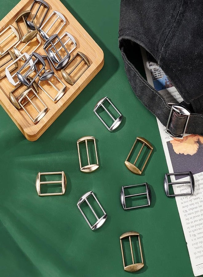 AHANDMAKER 24Pcs Alloy Tri-Glide Slides Buckles, 4 Colors Rectangle Cap Strap Adjuster Slider Tri-Glide Buttons Adjustable Buckle Fasteners Webbing Belts Buckle for Hat Purse Bag Backpack Making - Image 5