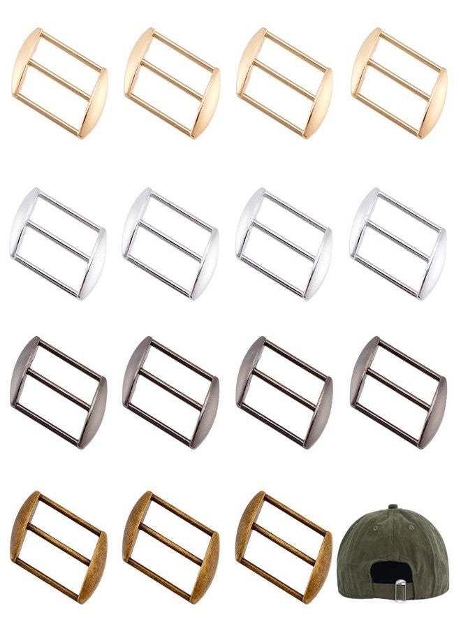 AHANDMAKER 24Pcs Alloy Tri-Glide Slides Buckles, 4 Colors Rectangle Cap Strap Adjuster Slider Tri-Glide Buttons Adjustable Buckle Fasteners Webbing Belts Buckle for Hat Purse Bag Backpack Making - Image 1