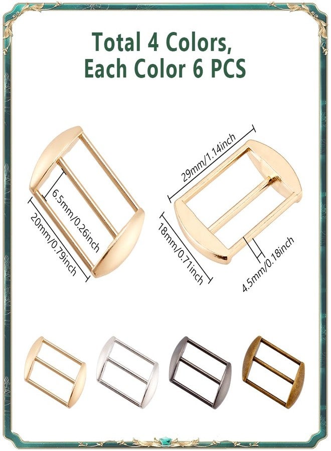 AHANDMAKER 24Pcs Alloy Tri-Glide Slides Buckles, 4 Colors Rectangle Cap Strap Adjuster Slider Tri-Glide Buttons Adjustable Buckle Fasteners Webbing Belts Buckle for Hat Purse Bag Backpack Making - Image 2
