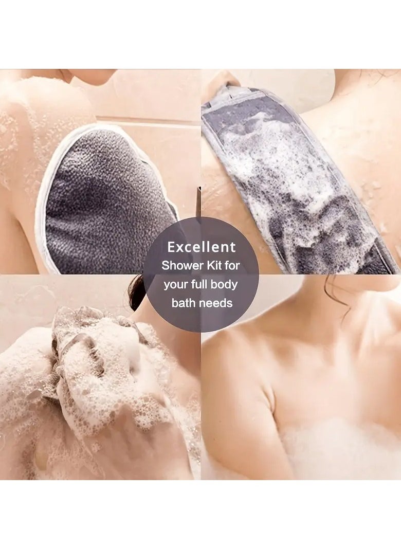 Goolsky 3pcs/set Bath Back Exfoliating Set, Loofah Sponge, Bath Glove, Exfoliating Bath Washcloth Towel, Back Scrubber For Shower, For Spa, Massage And Body Scrubs, Body Scrubber Bathing Accessories  - Image 2
