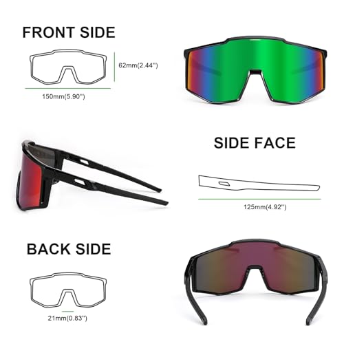 Karsaer Sports Sunglasses Wraparound Glasses 80s Visor Shield Baseball Sunglasses for Youth Kids Teens B5095 - Image 5