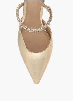 Flora Bella By Shoexpress Womens Embellished Slip-On Mules With Flared Heels  - Image 4