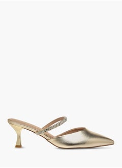 Flora Bella By Shoexpress Womens Embellished Slip-On Mules With Flared Heels  - Image 3