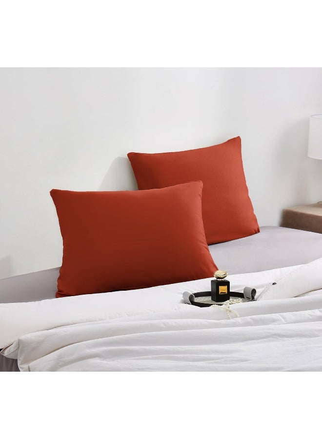 Arianaut Pillow Cases Queen Size Set of 2 Soft Light Weight Brushed Microfiber Pillowcase with Envelope Closure Brick Red - Image 2