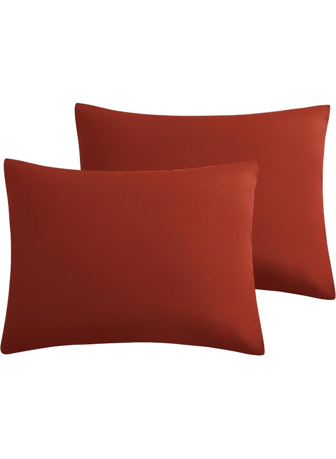 Arianaut Pillow Cases Queen Size Set of 2 Soft Light Weight Brushed Microfiber Pillowcase with Envelope Closure Brick Red - Image 4